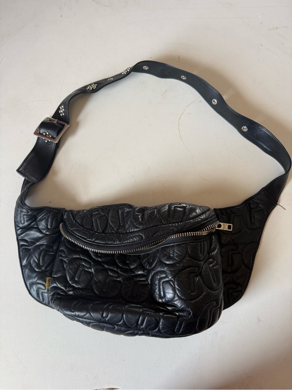 Gallery Dept Black Quilted Leather Crossbody Belt Bag